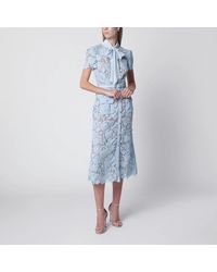 Self-Portrait - Tieneck Lace Midi Dress - Lyst