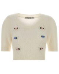 Alessandra Rich - Ivory Mohair Blend Sweater - Lyst