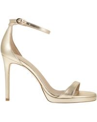 Stuart Weitzman - Metallic Leather Platform Sandals With Stiletto Heel - Lyst