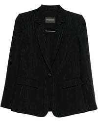 Emporio Armani - Pinstripe Single-Breasted Blazer Jacket - Lyst