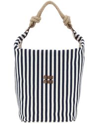 Miu Miu - Embroidered Canvas Bucket Bag - Lyst