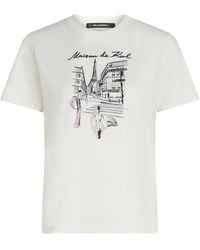 Karl Lagerfeld - T-Shirt Mit Paris-Skizze - Lyst