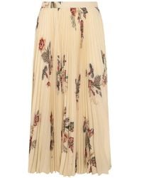 Etro - Pleated Midi Skirt With Floral Print - Lyst
