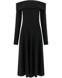Alberta Ferretti - Slightly Stretch Cady Midi Dress With Off-The-Shou - Lyst