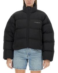 Alexander Wang - Boxy Cropped Puffer Jacket With Logo Detail - Lyst