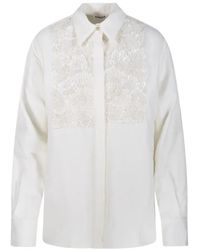 P.A.R.O.S.H. - Floral Embroidered Shirt With Sequins - Lyst