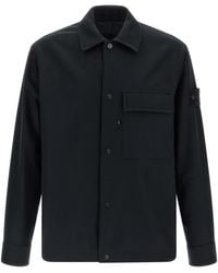 Stone Island - Blacklogopatch Overshirt Zwart - Lyst