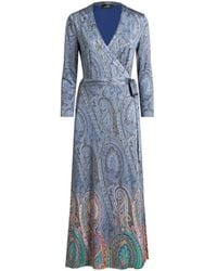 Etro - Paisley Print Midi Dress With Wrap Design - Lyst