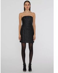 ROTATE BIRGER CHRISTENSEN - Schwarzes Minikleid Aus Geflochtenem Kunstl - Lyst
