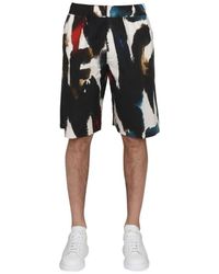 McQueen - Bermuda With Logo Print - Lyst
