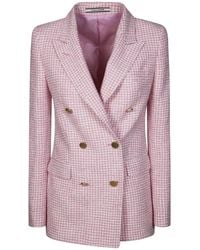Tagliatore - Double-Breasted Linen Blazer With Central Vent - Lyst