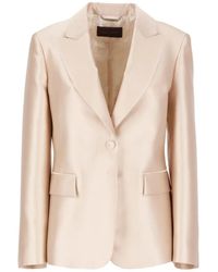 Alberta Ferretti - Ivory Silk Blend Blazer - Lyst
