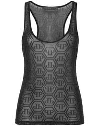 Philipp Plein - Tüll Tanktop Monogram Strass - Lyst