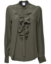 Aspesi - Crepe De Chine Blouse With Ruffles - Lyst