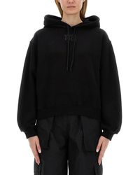 T By Alexander Wang - Cropped Hoodie With Subtle Logo - Lyst