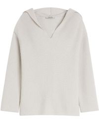 Max Mara - Relaxed Fit Deep V-Neck Sweater With Cozy Hood - Lyst
