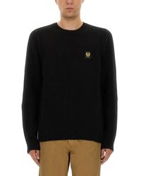 Belstaff - Ribbed Merino Wool Sweater With Logo Patch - Lyst