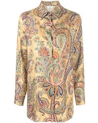 Etro - Paisley Print Silk Top With Classic Collar - Lyst