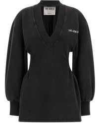 The Attico - V-Neck Mini Dress With Embossed Logo - Lyst