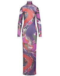 PUCCI - Abstract Pattern Maxi Dress With High Neckline And - Lyst