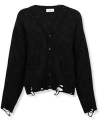 Laneus - Textured Knit Cardigan With Button-Up Front - Lyst