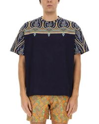 Etro - Patterned Yoke Cotton T-Shirt With Relaxed Fit - Lyst