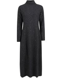 Antonelli - Mid-Length Dress With High Neckline And Sequ - Lyst