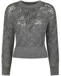 Max Mara - Cropped Open-Knit Sweater With Metallic Finis - Lyst