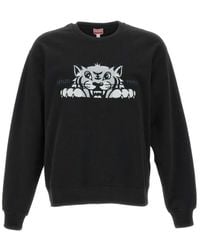 KENZO - Embroidered Logo Cotton Sweatshirt With Crew Neck - Lyst