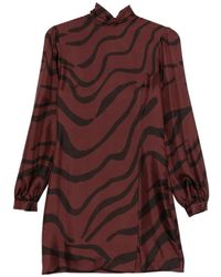 Raquel Diniz - Silk Midi Dress With Abstract Stripes - Lyst