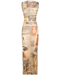 Jean Paul Gaultier - Maxi Dress With Vintage Newspaper Print - Lyst