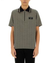 Balmain - Geometric Monogram Pattern Polo Shirt - Lyst