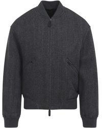 Giorgio Armani - Textured Herringbone Wool Bomber Jacket - Lyst
