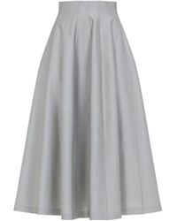 Alberta Ferretti - High-Waisted Midi Skirt With Structured Pleats - Lyst