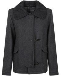 Fay - Three-Hook Wool Jacket With Removable Ribbed Colla - Lyst