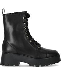 Michael Kors - Schwarzer Lederkampfstiefel Mit Goldenen Akzenten - Lyst