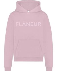 flâneur - Flaneur Tonal Logo Hoodie Mauve - Lyst
