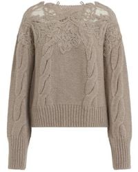 Ermanno Scervino - Cable Knit Sweater With Lace Detailing - Lyst