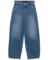 7 For All Mankind - Wide-Leg High-Waisted Denim Jeans With Frayed Hem - Lyst
