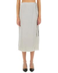 Theory - Flowing Silk Midi Skirt - Lyst