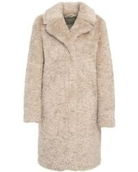 Herno - Knee-Length Faux Fur Coat With Classic Collar And - Lyst