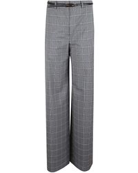 Max Mara - Plaid Pattern Wide-Leg Trousers With High Waist - Lyst