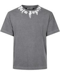 Palm Angels - Short-Sleeved T-Shirt With Artistic Logo Deta - Lyst