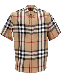 Burberry - Short-Sleeved Checked Shirt With Chest Pockets - Lyst