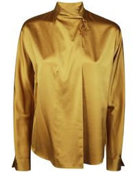Forte Forte - High-Neck Satin Blouse With Tassel Accents - Lyst