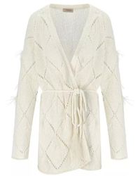Twinset - Off- Cardigan With Feathers - Lyst