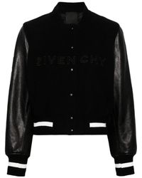 Givenchy - Wool Blend Parka With Leather Sleeves And Iconic B - Lyst