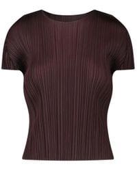 Pleats Please Issey Miyake - Pleated Texture Short-Sleeved Top - Lyst