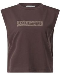 Patrizia Pepe - Top Mit Strassstein-Logo - Lyst