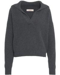 Jucca - Ribbed Knit Sweater With Wide Polo Collar - Lyst